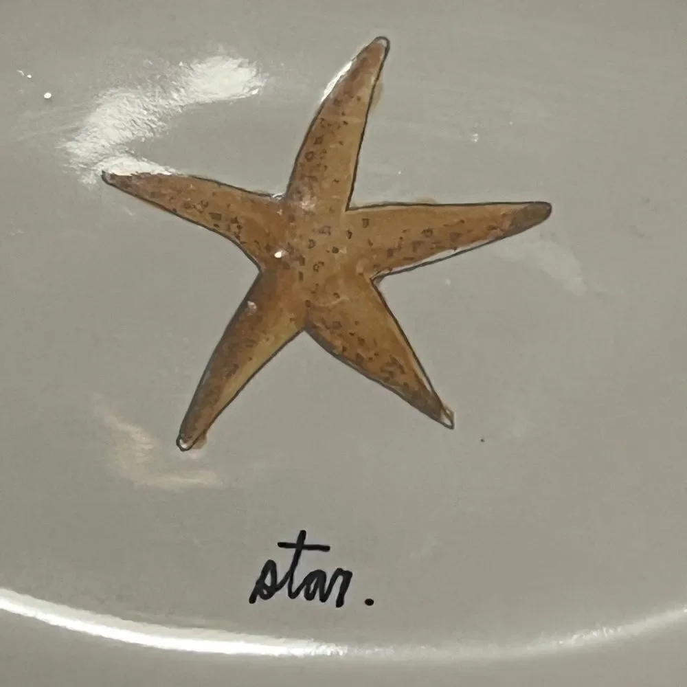 Rae Dunn STAR Starfish Ceramic Oval Dessert Appetizer Plate EUC